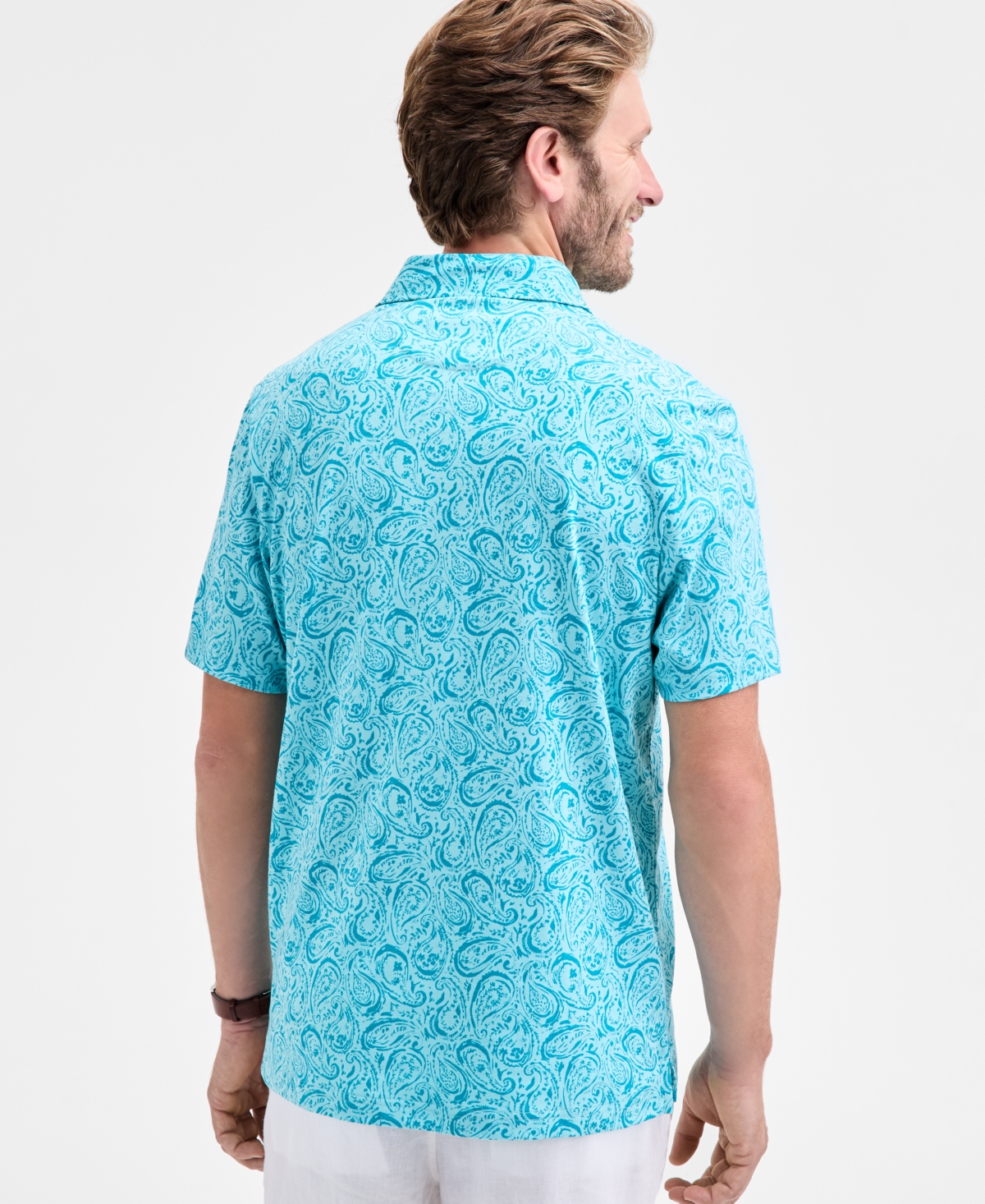 Club Room Men's Short Sleeve Paisley Pima Cotton Polo Shirt, Macy's Exclusive