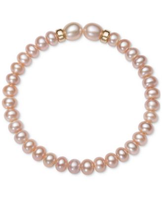 Cultured Freshwater Pearl (7mm) Rondelle Bracelet in 14k Gold
