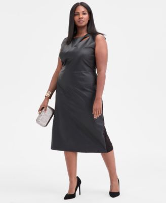 Plus Size Mixed-Media Dress, Macy's Exclusive