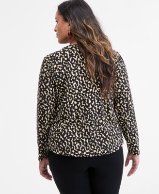 Plus Size Printed V-Neck Blouse, Macy's Exclusive 