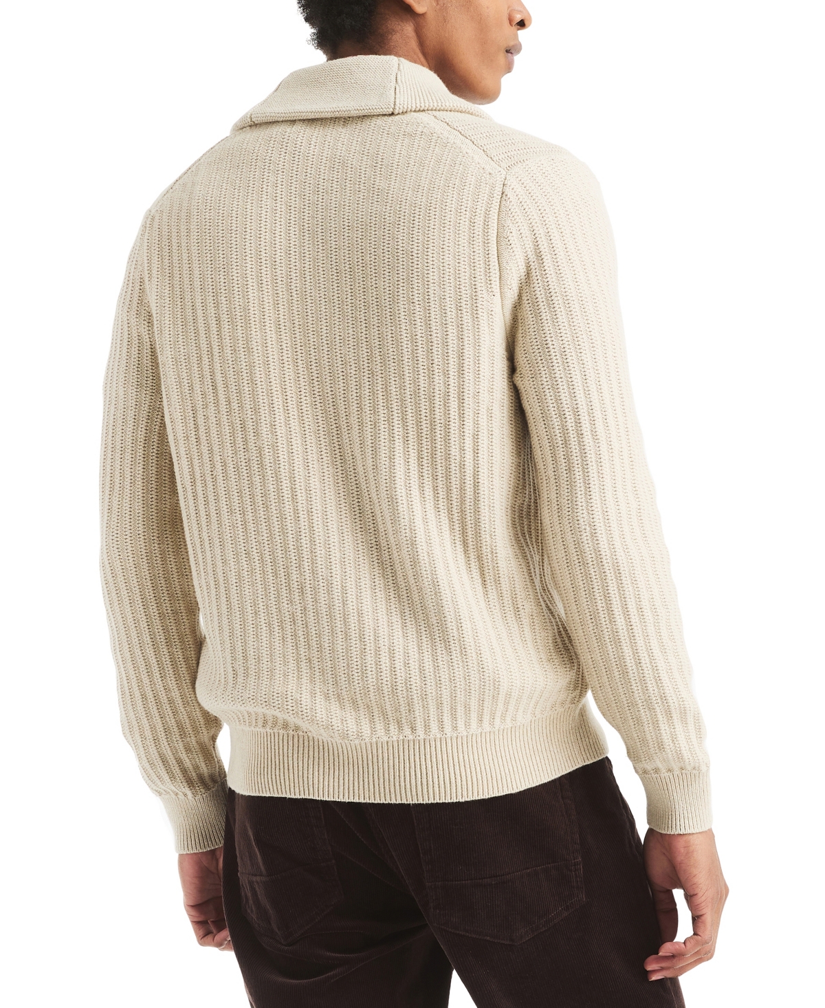 Nautica Men's Textured Long Sleeve Cardigan Sweater In Neutral