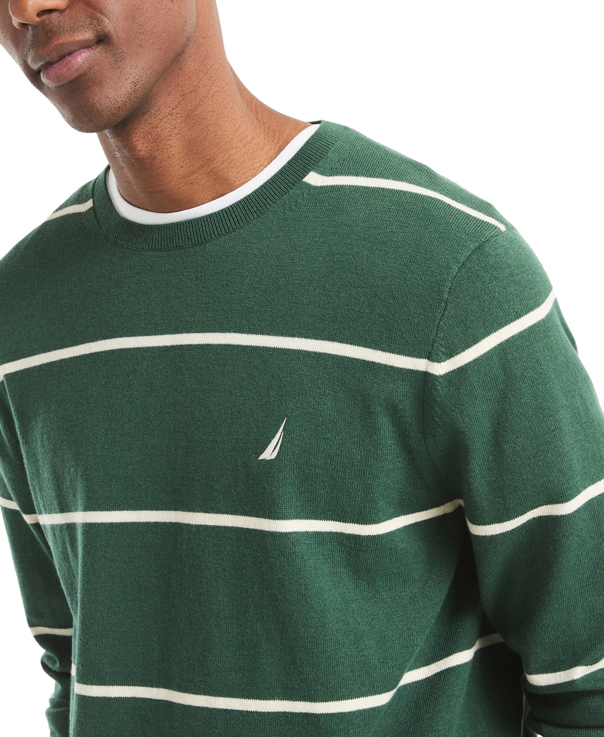 Nautica Men's Performance Striped Crewneck Sweater In Green