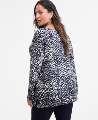 Plus Size Print V-Neck Tunic, Macy's Exclusive 