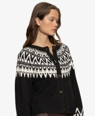 Women's Fairisle Crew Neck Cardigan Sweater