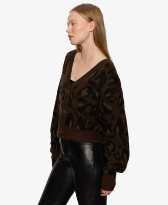 Women's Meow Long Sleeve Cardigan Sweater