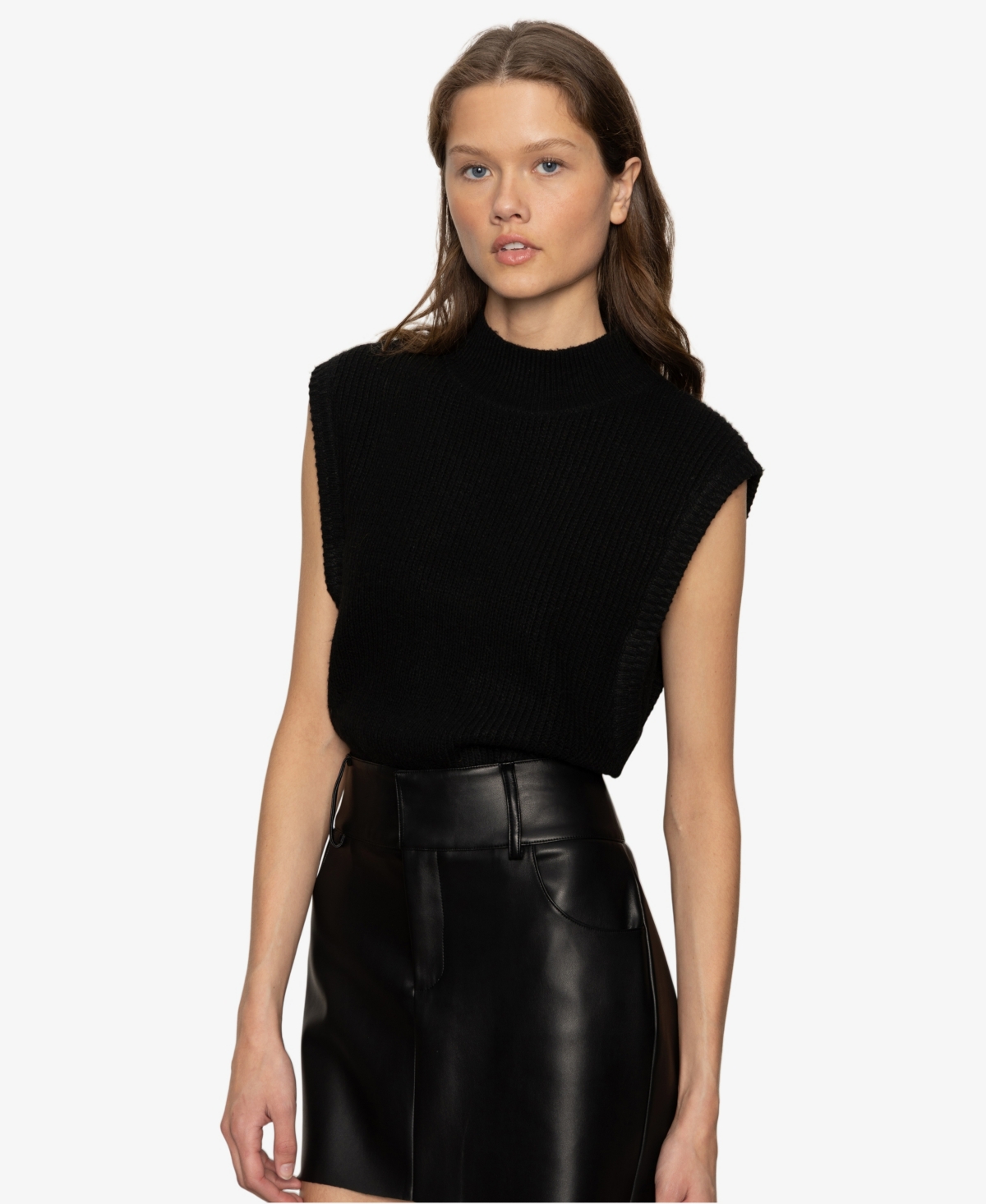 Sanctuary Women's City Side Slits Vest Sweater In Black