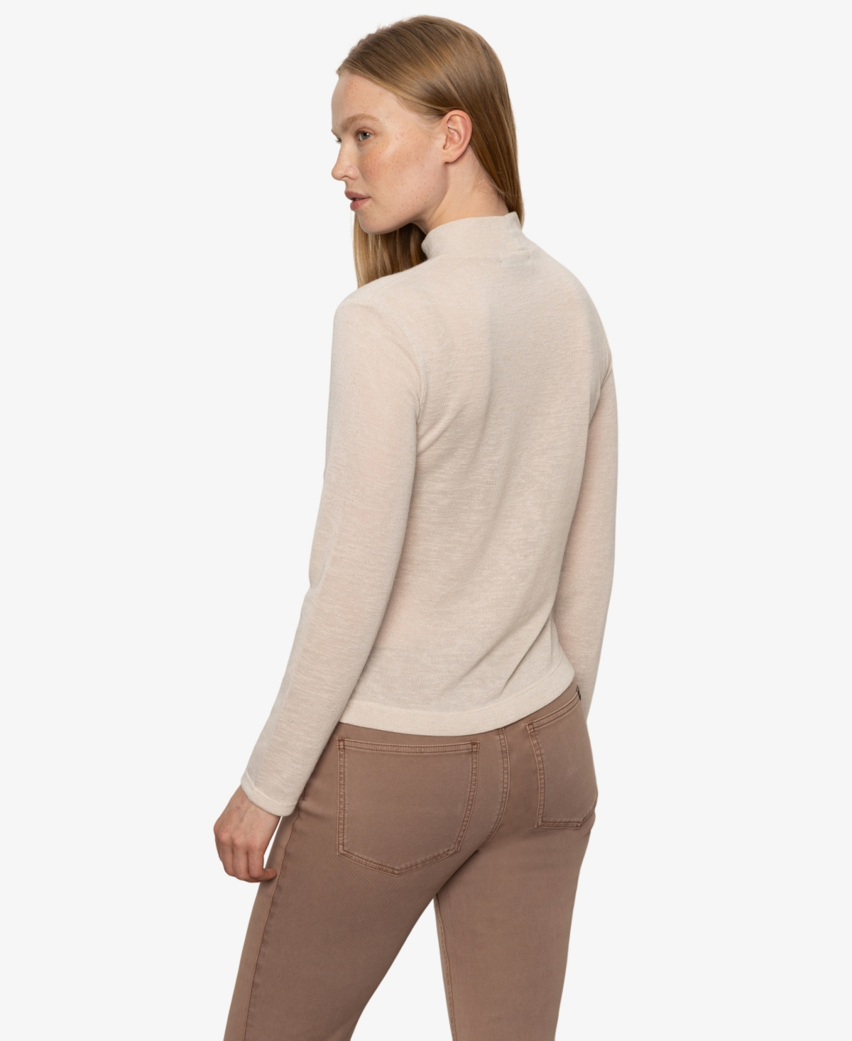Sanctuary Long Sleeve Draped Mock Neck Top In Silver