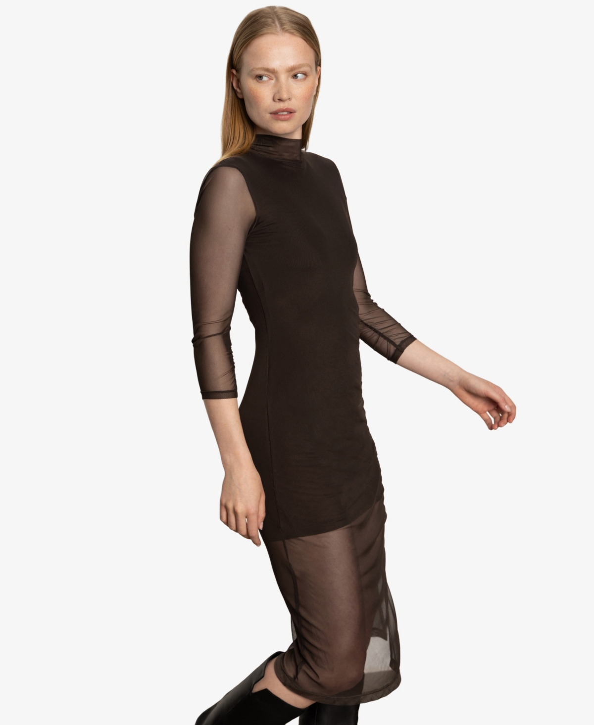 Sanctuary Women's Night Out Mock Neck Dress In Brown