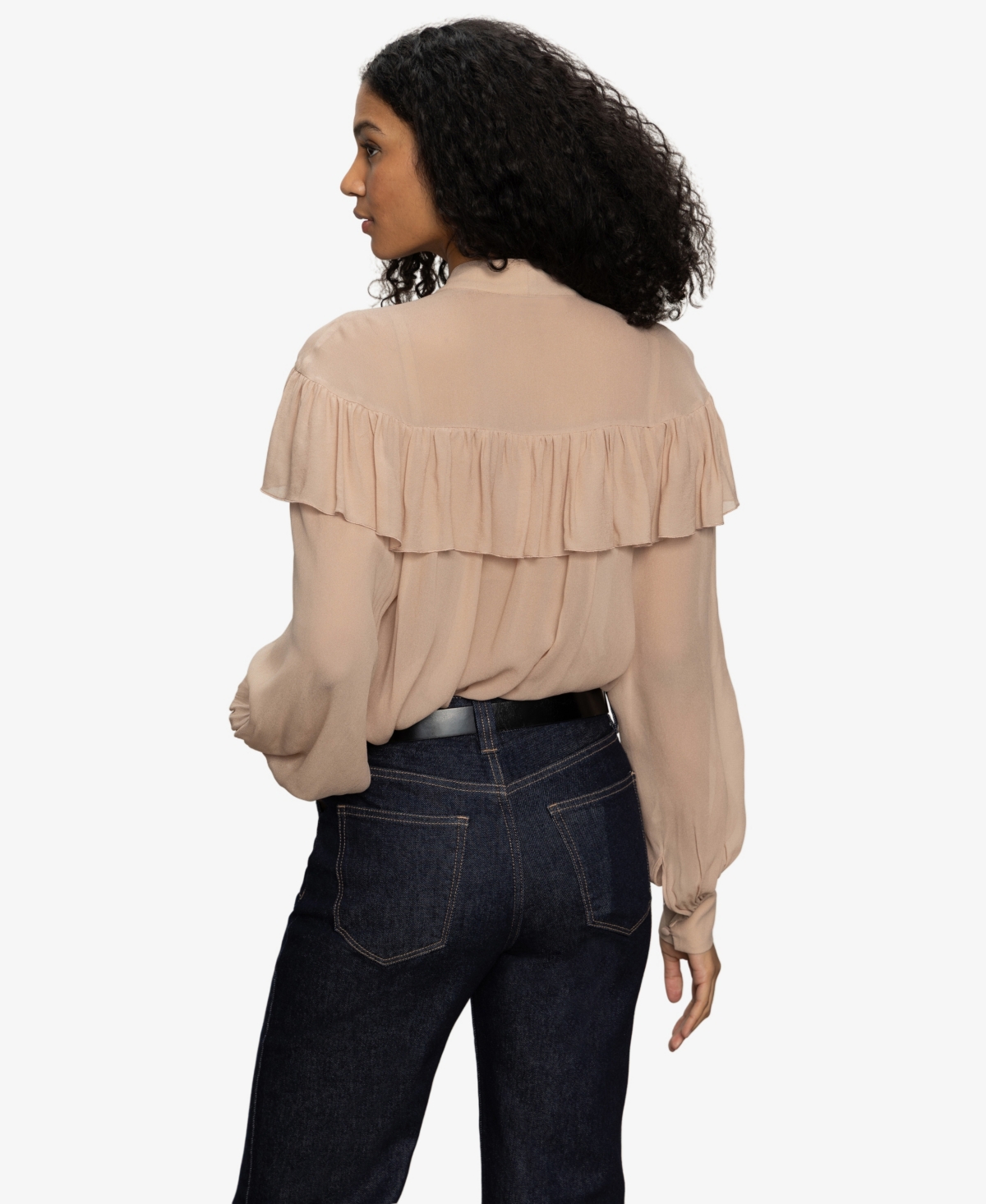 Sanctuary Fade Into You Ruffle Georgette Top In Brown