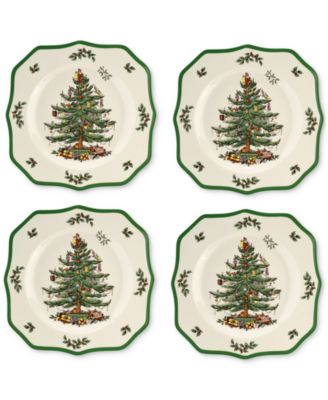 Spode - Christmas Tree Scalloped 10.5" Dinner Plate, Set of 4