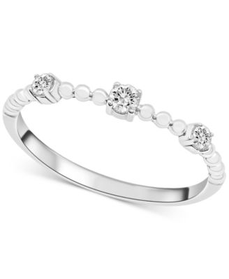 Diamond Beaded Narrow Stack Band (1/10 ct. t.w.) in 10k Gold or 10k White Gold, Created for Macy's