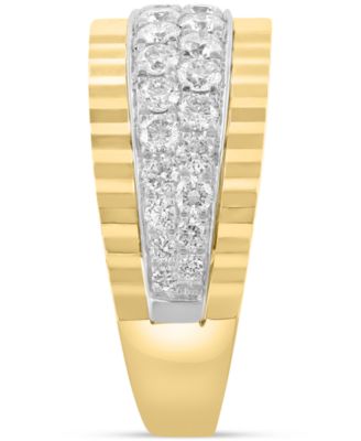 EFFY&reg; Diamond Double Row Ridged Band (3/8 ct. t.w.) in 14k Gold