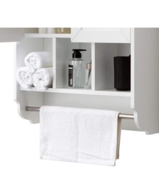 23x32" White Bathroom Wall Cabinet with Towel Bar & Adjustable Shelves - Over Storage for Bath, Kitchen, Laundry