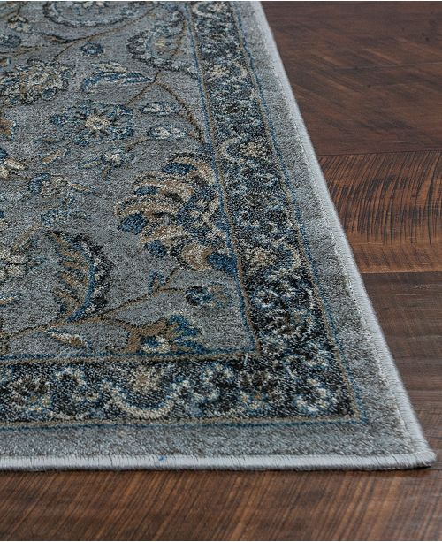 Kas Provence Kashan Grey/Blue 7'10" x 11'2" Area Rug Rugs Macy's