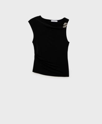 Women's Metallic Applique Asymmetrical Top