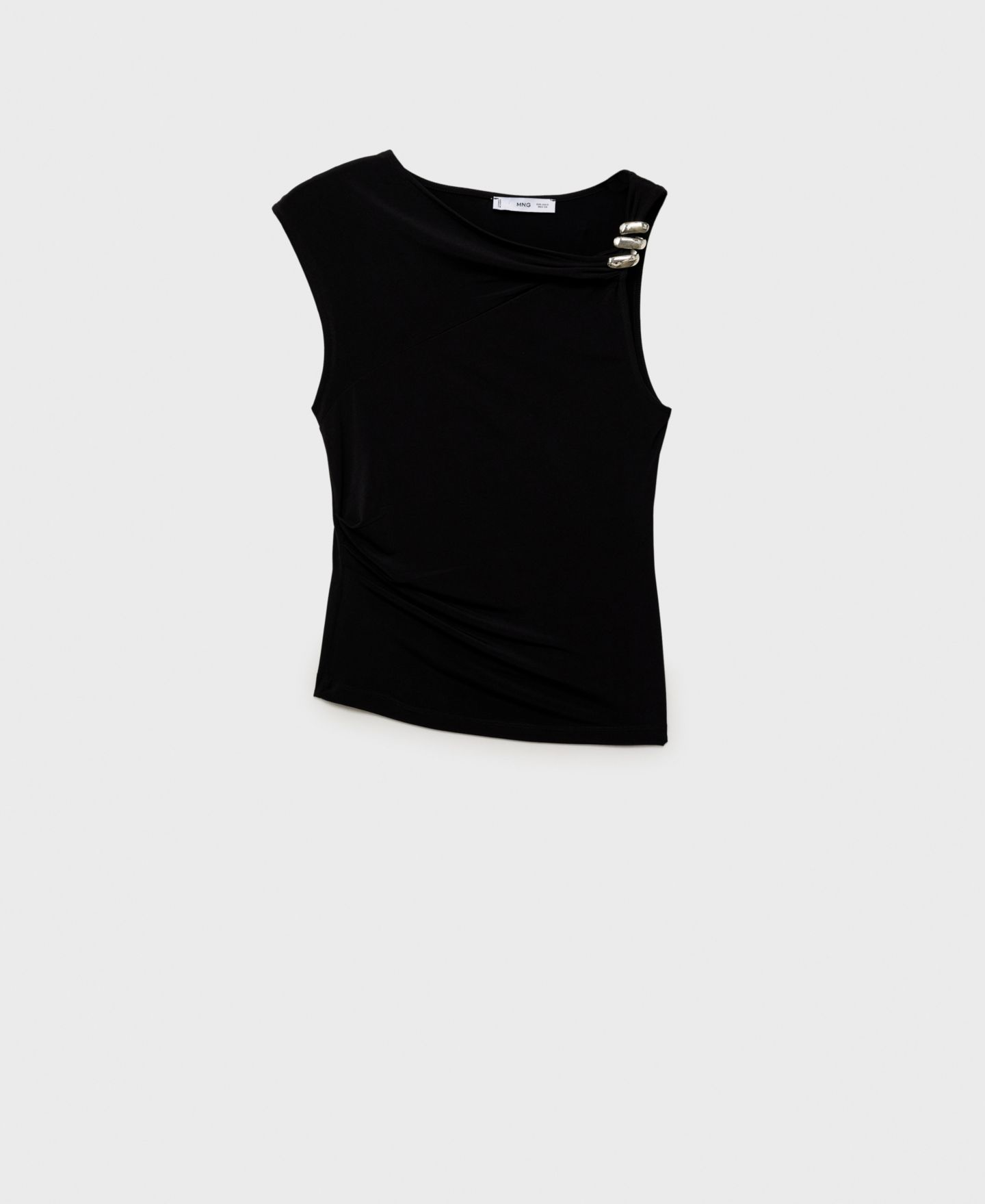 Женский топ Mango Metallic Applique Asymmetrical, цвет: Чёрный — фото 3