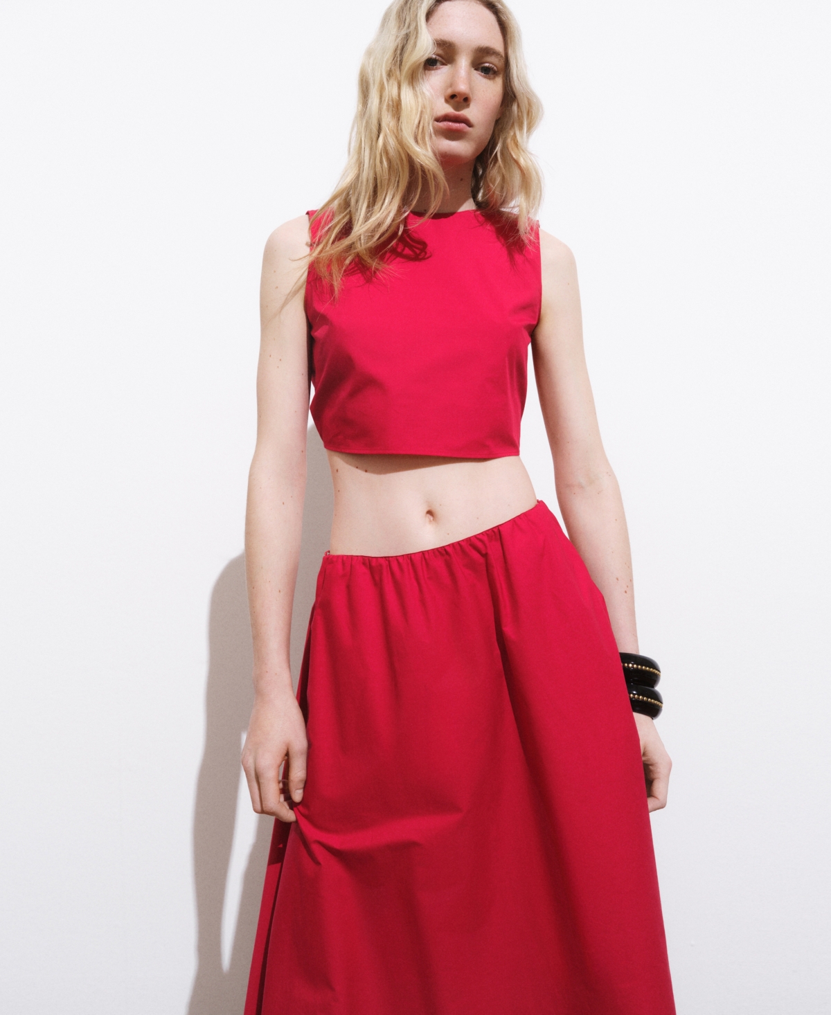 Mango Pleated Midi Skirt In Red