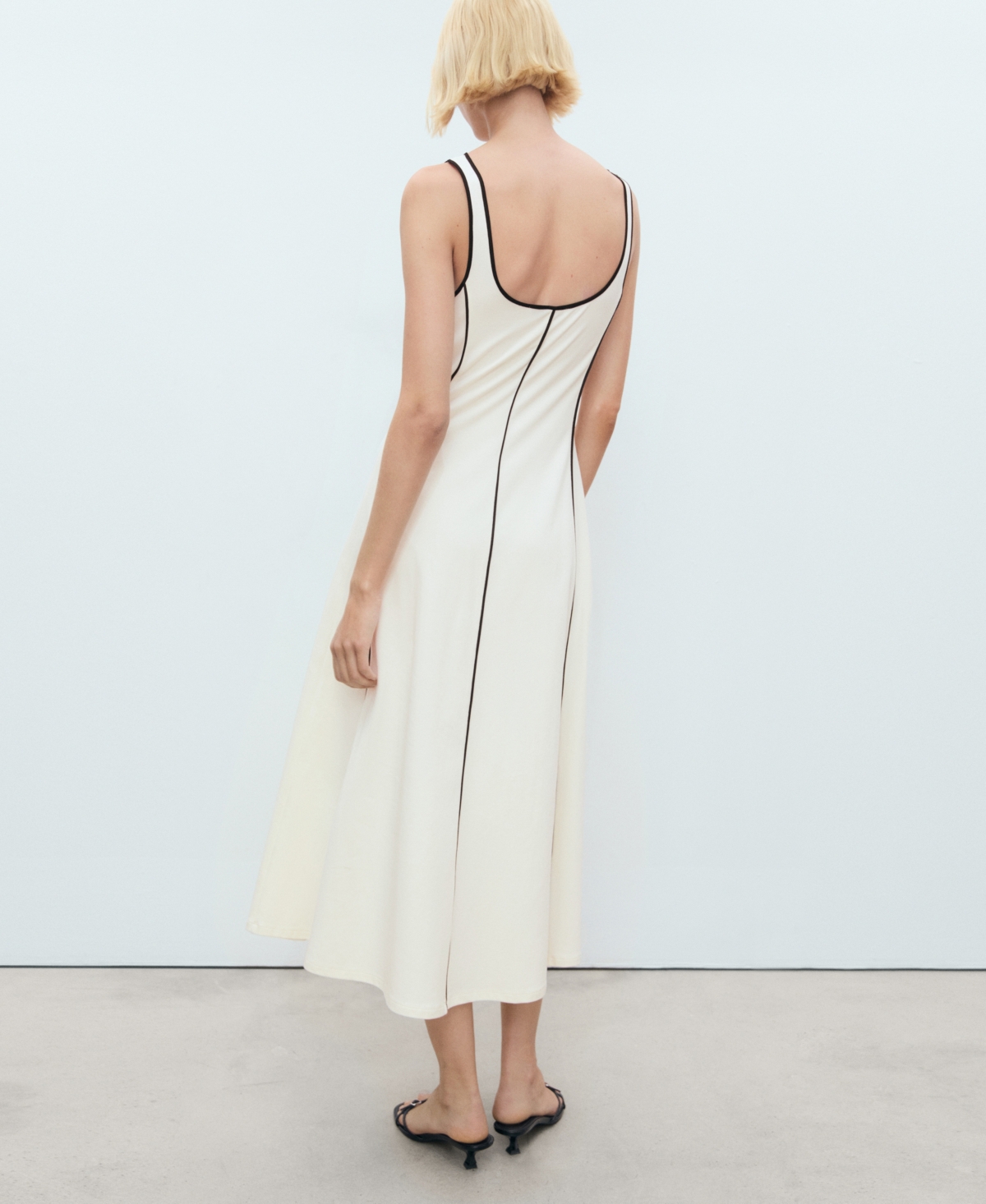Mango Sleeveless Midi Dress In Neutral
