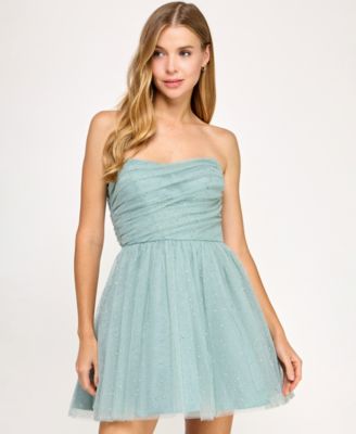 Juniors' Glitter Pleated Short Dress