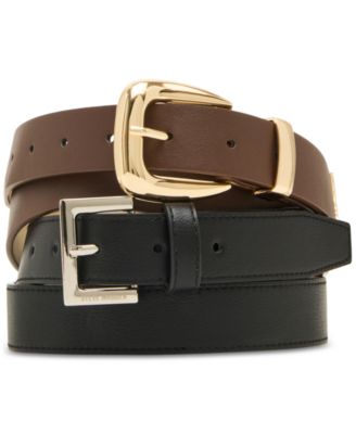 Steve Madden - 1.18" Faux-Leather Belts, Set of 2