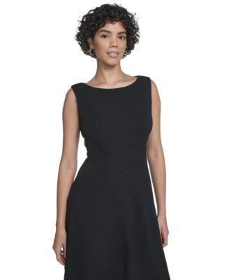 Women's Seamed Boat Neck Midi Dress