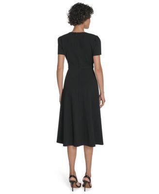 Women's Short Sleeve Ruched Midi Dress