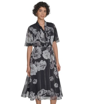 Women's Flutter Sleeve Midi Dress