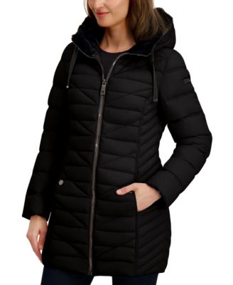 Women's Faux-Fur-Lined Hooded Puffer Coat