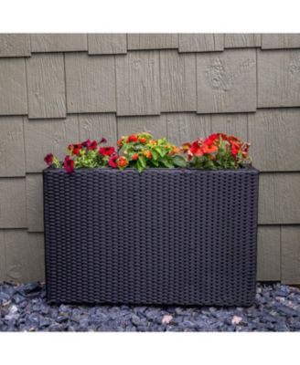 3-Section Wicker Planter Box for Indoor or Outdoor Use - Black