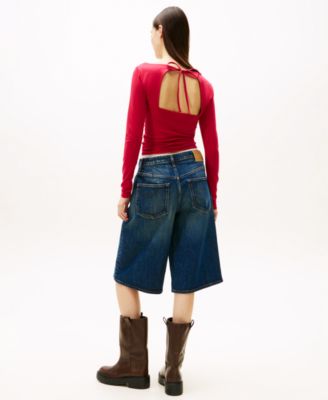 Women's Slim Flag Bling Long Sleeve T-Shirt