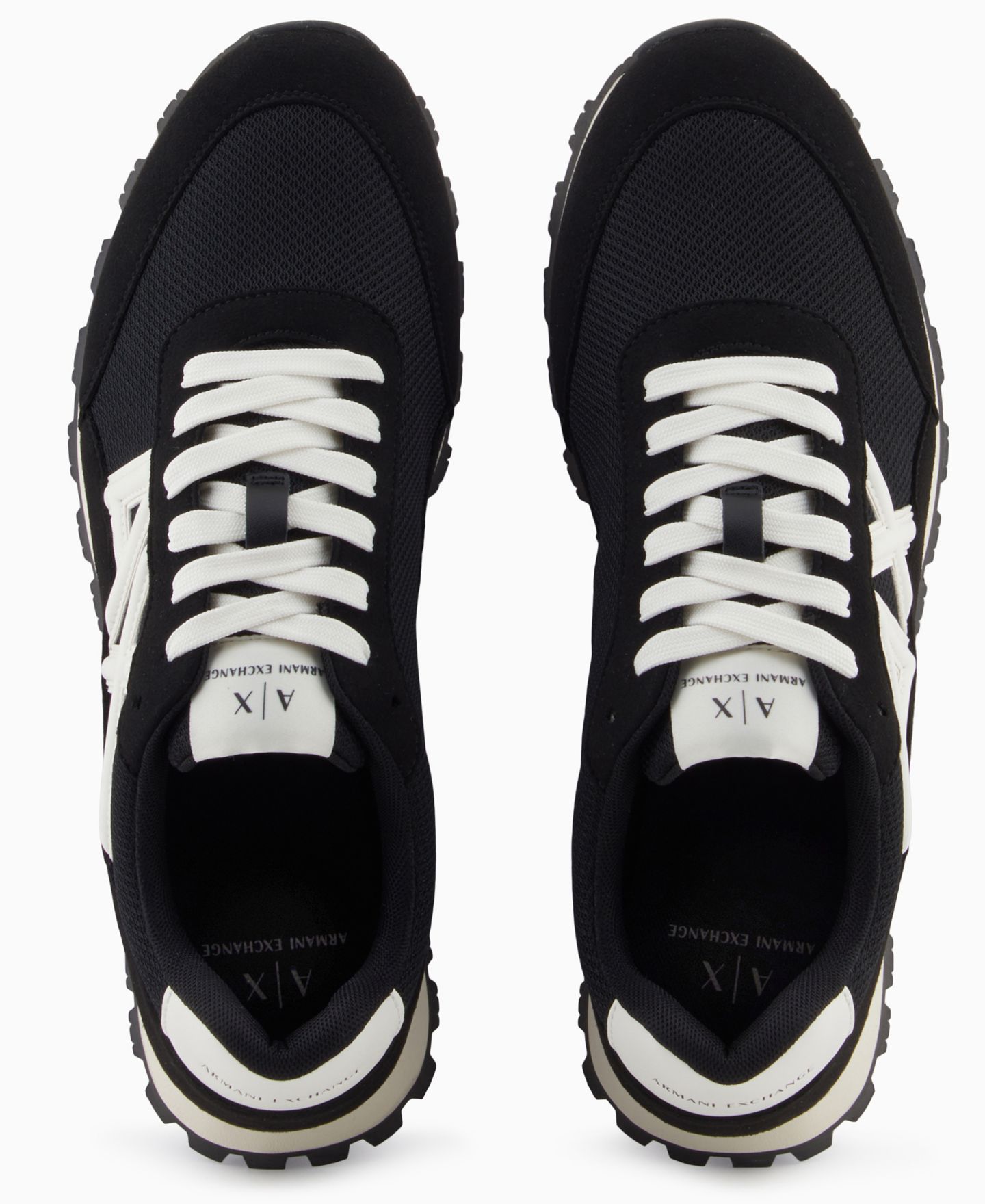 Мужские кроссовки A|X Armani Exchange Drop Logo Mesh, цвет: Чёрный / Молочный белый — фото 4