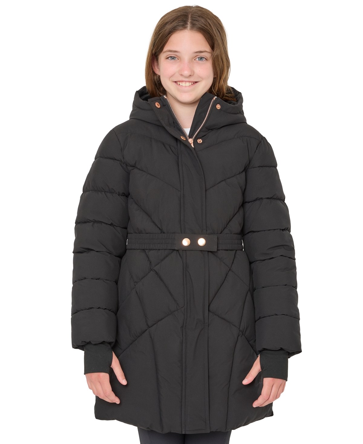 Sam Edelman Kids' Big Girls Quilted Belted Stadium Jacket In Black