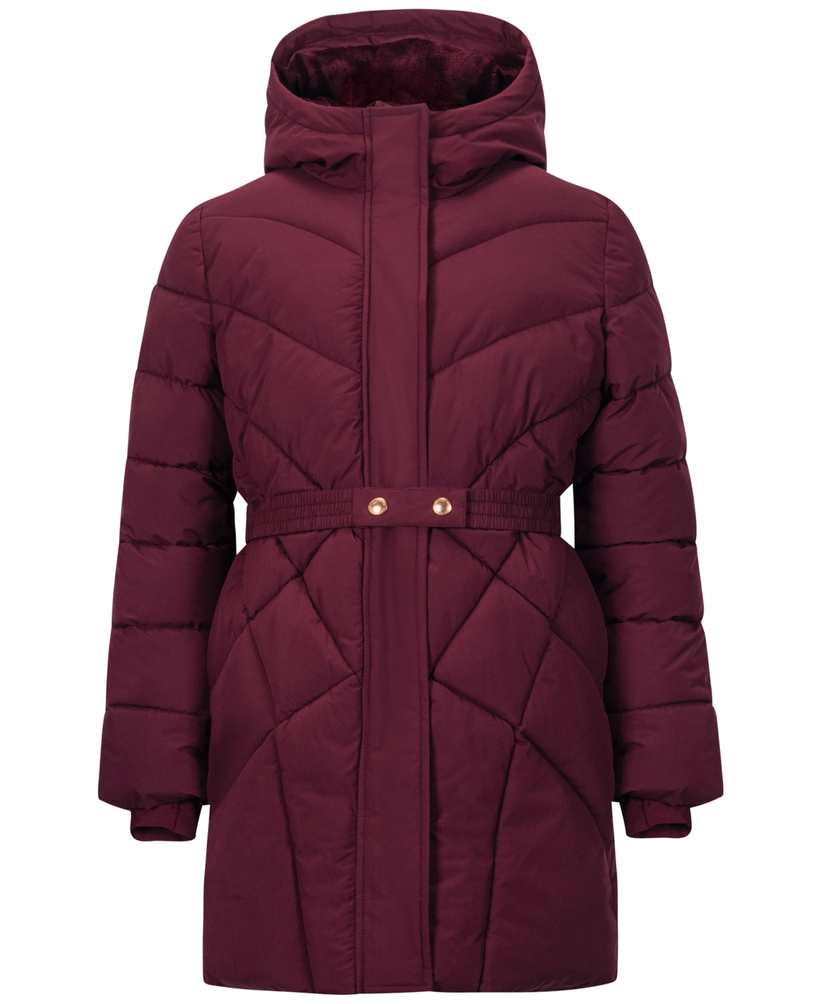 Sam Edelman Kids' Big Girls Quilted Belted Stadium Jacket In Burgundy