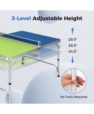 47" x 30" Mini Table Tennis Table with Adjustable Height for Indoor Outdoor