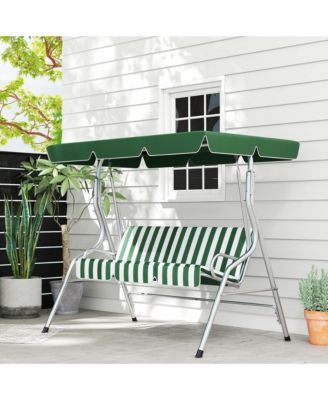 3-Person Porch Swing with Adjustable Canopy, & Stripe