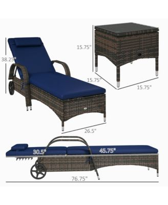 Pool Furniture, 2 Lounge Chairs & Table, Wheels