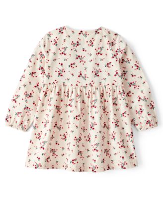 Toddler Girls' Floral Print Corduroy Long-Sleeve Dress