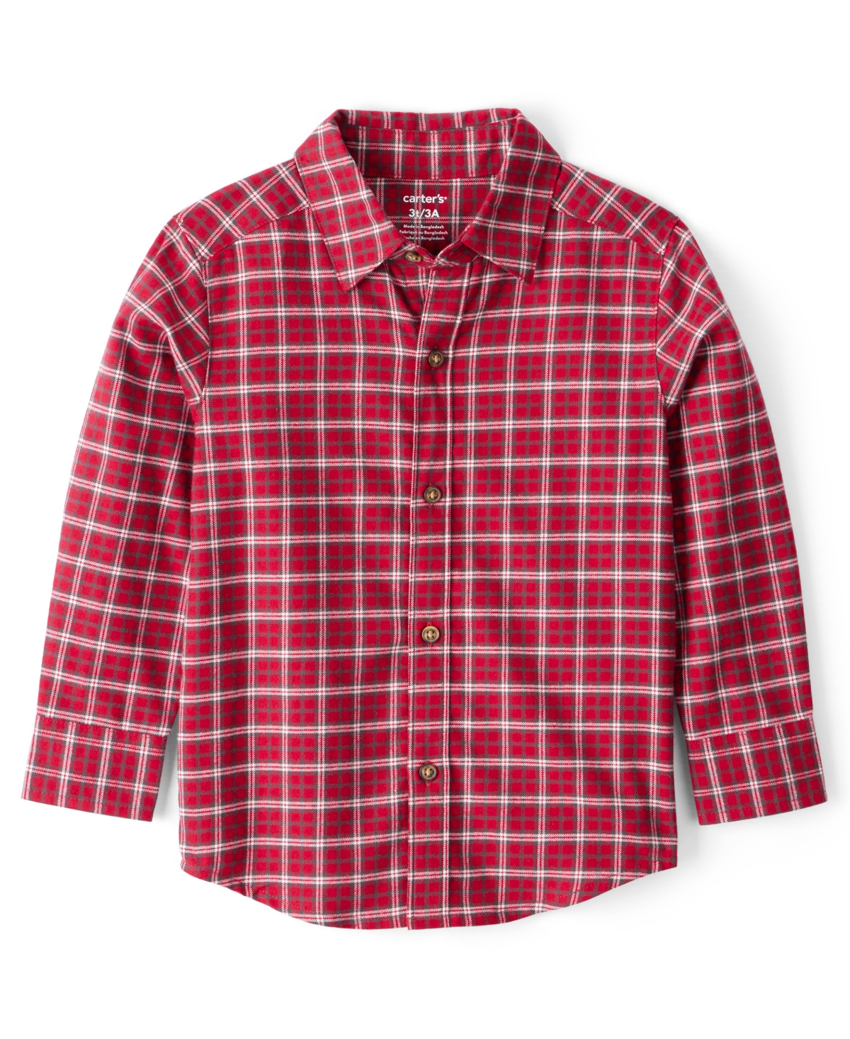 Carter's Toddler Boys Plaid Long-sleeve Button-down Shirt In Red
