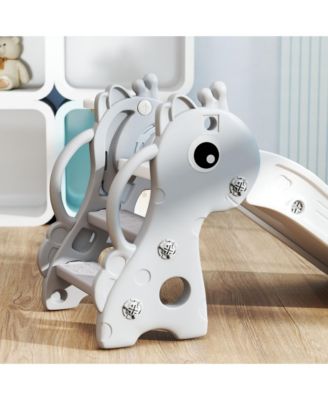 Kids Slide with Climber and Basketball Hoop, 3-in-1 Baby Slide,