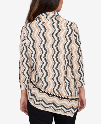 Petite Cowl Neck Zigzig Textured Knit Top
