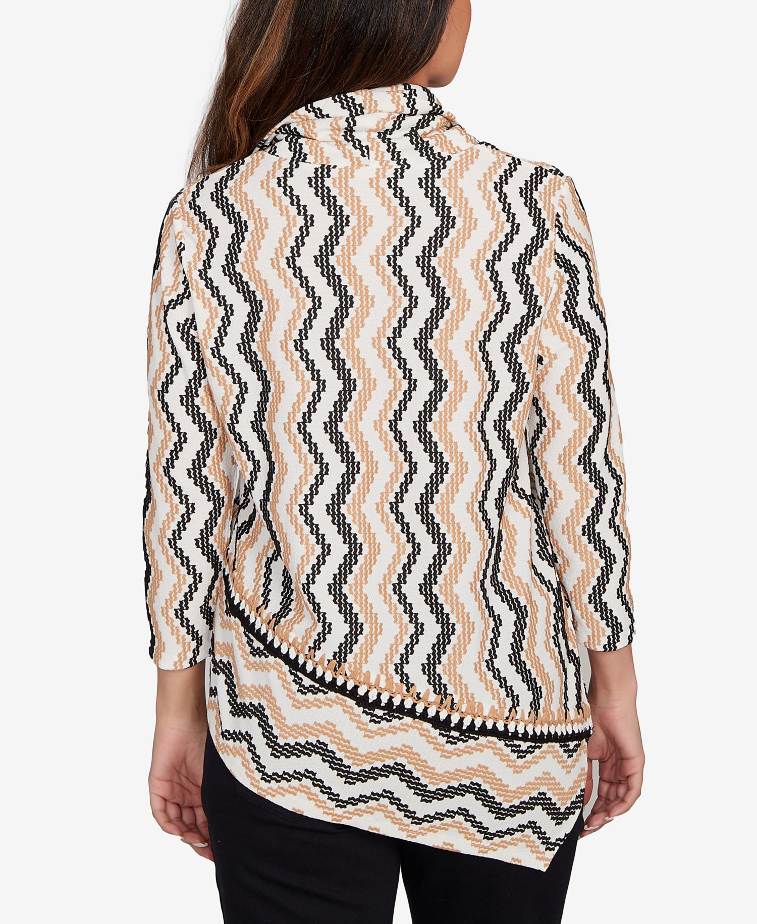 Petite Cowl Neck Zigzig Textured Knit Top