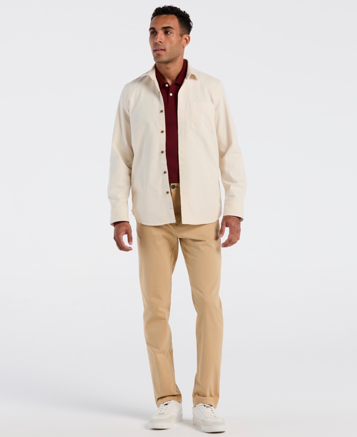 Original Penguin Men's Long Sleeve Garment Dyed Solid Shirt In Neutral