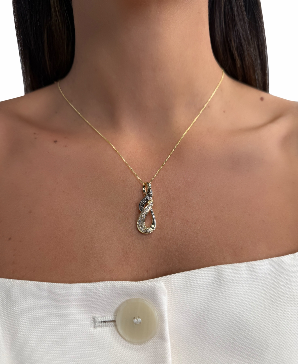 Le Vian Nude Diamond & Chocolate Diamond Double Swirl Adjustable 20" Pendant Necklace (5/8 ct. t.w.) in 14k Gold