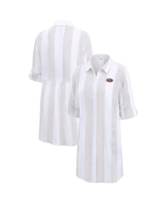 Tommy Bahama - Women's Khaki/White&nbsp;San Francisco 49ers Rugby Beach Stripe Button-Up Tunic