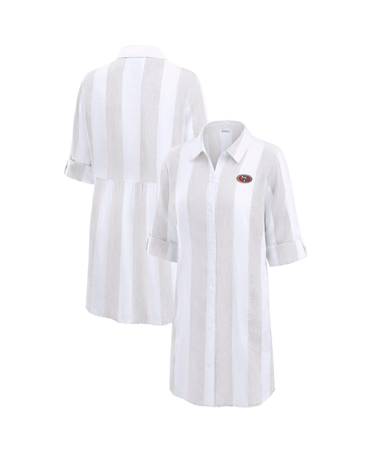 Tommy Bahama Khaki/white San Francisco 49ers Rugby Beach Stripe Button-up Tunic
