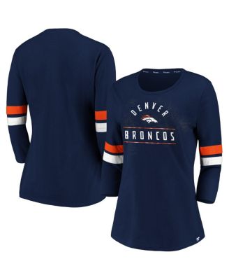 Fanatics - Women's Navy/Orange Denver Broncos Iconic Stripe 3/4 Sleeve T-Shirt