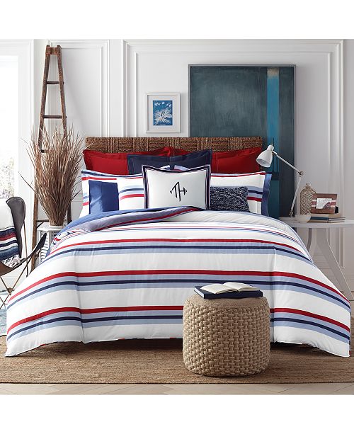 Tommy Hilfiger CLOSEOUT! Edgartown Stripe Full/Queen Comforter Set