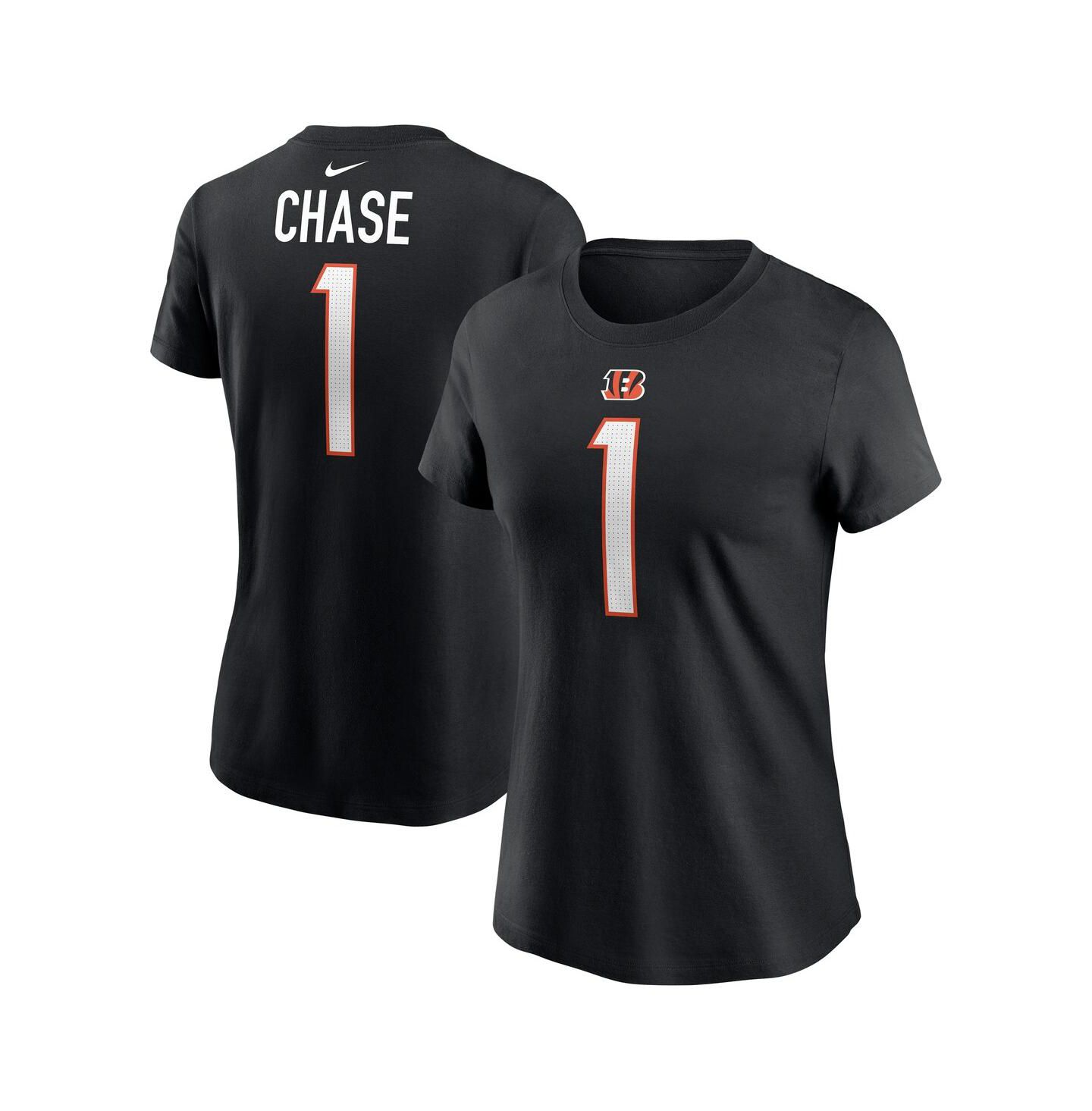 Женская футболка Nike Ja'Marr Chase Black Cincinnati Bengals Player Name & Number — фото 1