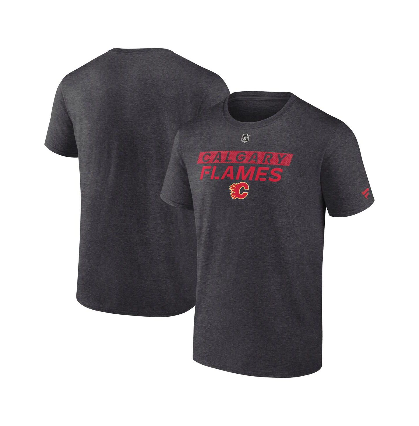 Мужская футболка Fanatics Heather Charcoal Calgary Flames Authentic Pro Core Primary — фото 1