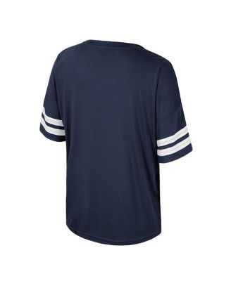 Women's Navy Michigan Wolverines Treasure Oversized Sequin T-Shirt